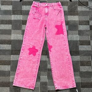 Pink wide leg jeans girls size 12